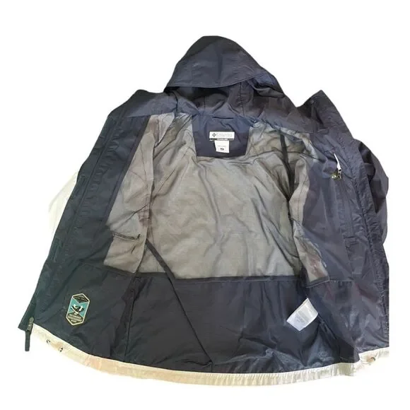 Columbia Omni Tech Navy and White Windbreaker Jacket Sz Small     - Picture 7 of 12